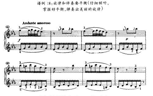 谱例18：旋律和伴奏要平衡