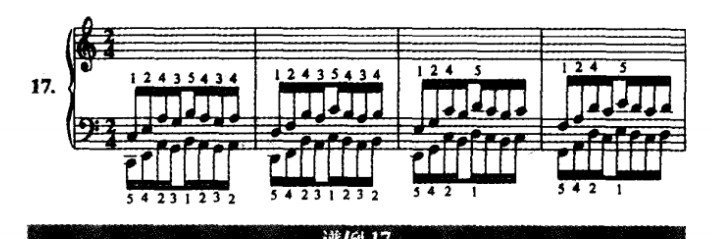 哈农钢琴练指法第十七首谱例
