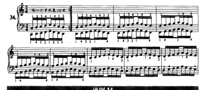 哈农钢琴练指法第三十四首谱例