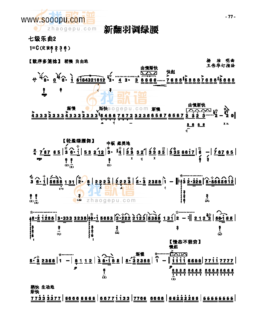 七级乐曲《新翻羽调绿腰》 民乐类 琵琶