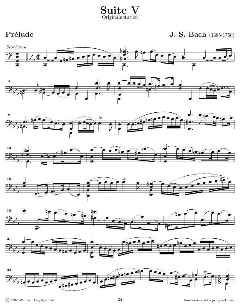 巴赫无伴奏大提琴练习曲之五P1