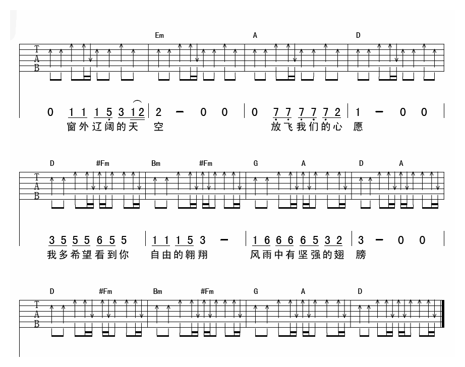 李健《最美的春天》吉他谱六线谱2