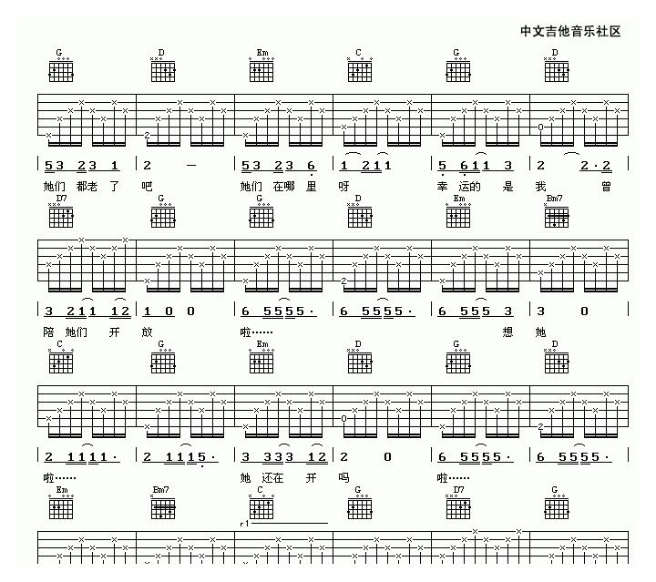 朴树那些花儿吉他谱2