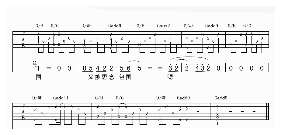 蔡健雅 思念吉他谱六线谱4