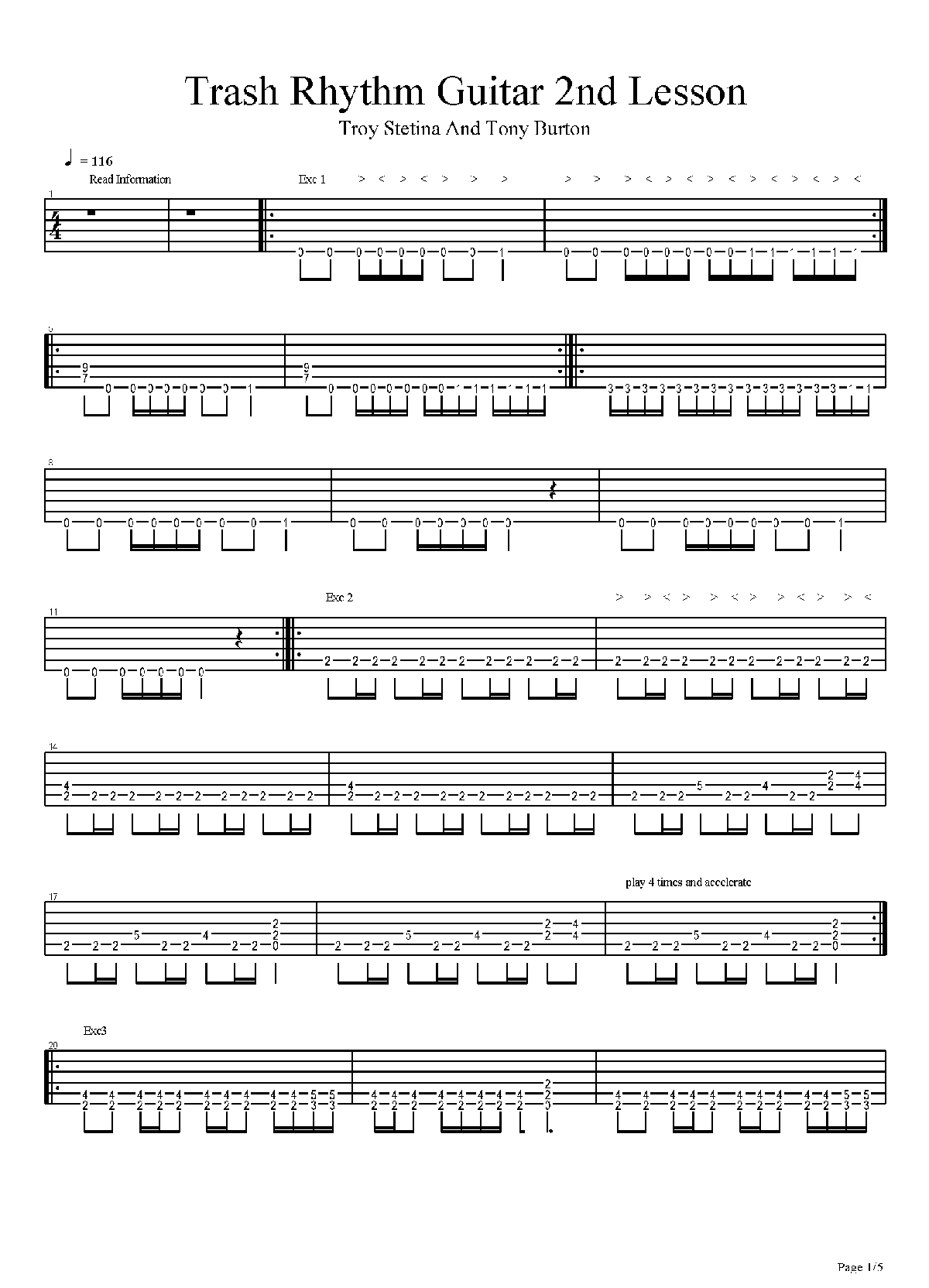 Trash, Exercises - Rhythm Guitar 2nd Lesson