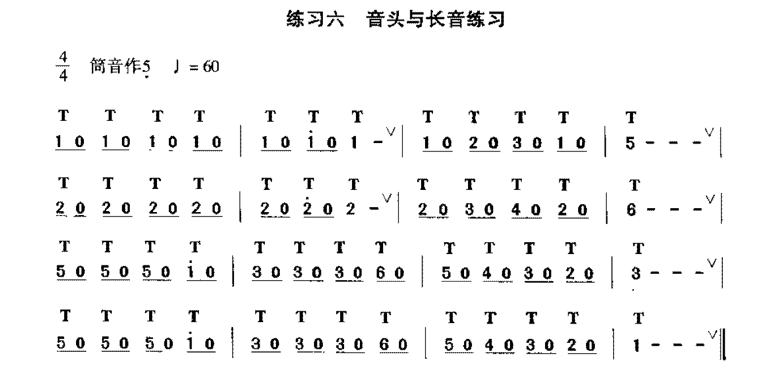 箫音头与长音练习