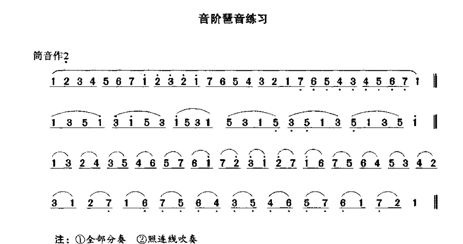 洞箫中级练习谱《箫音阶琶音练习》1