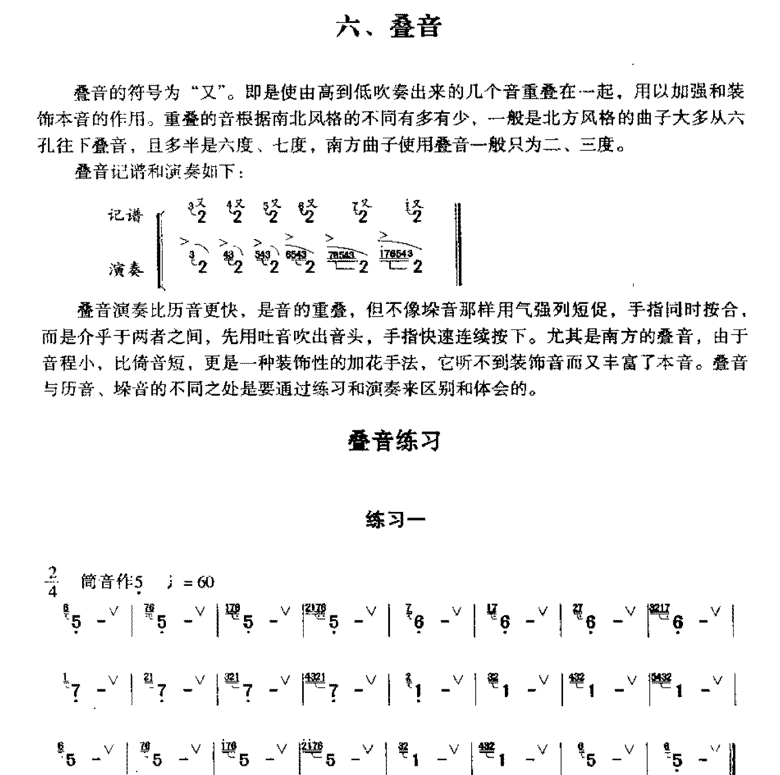 洞箫高级技巧练习《叠音》叠音练习1