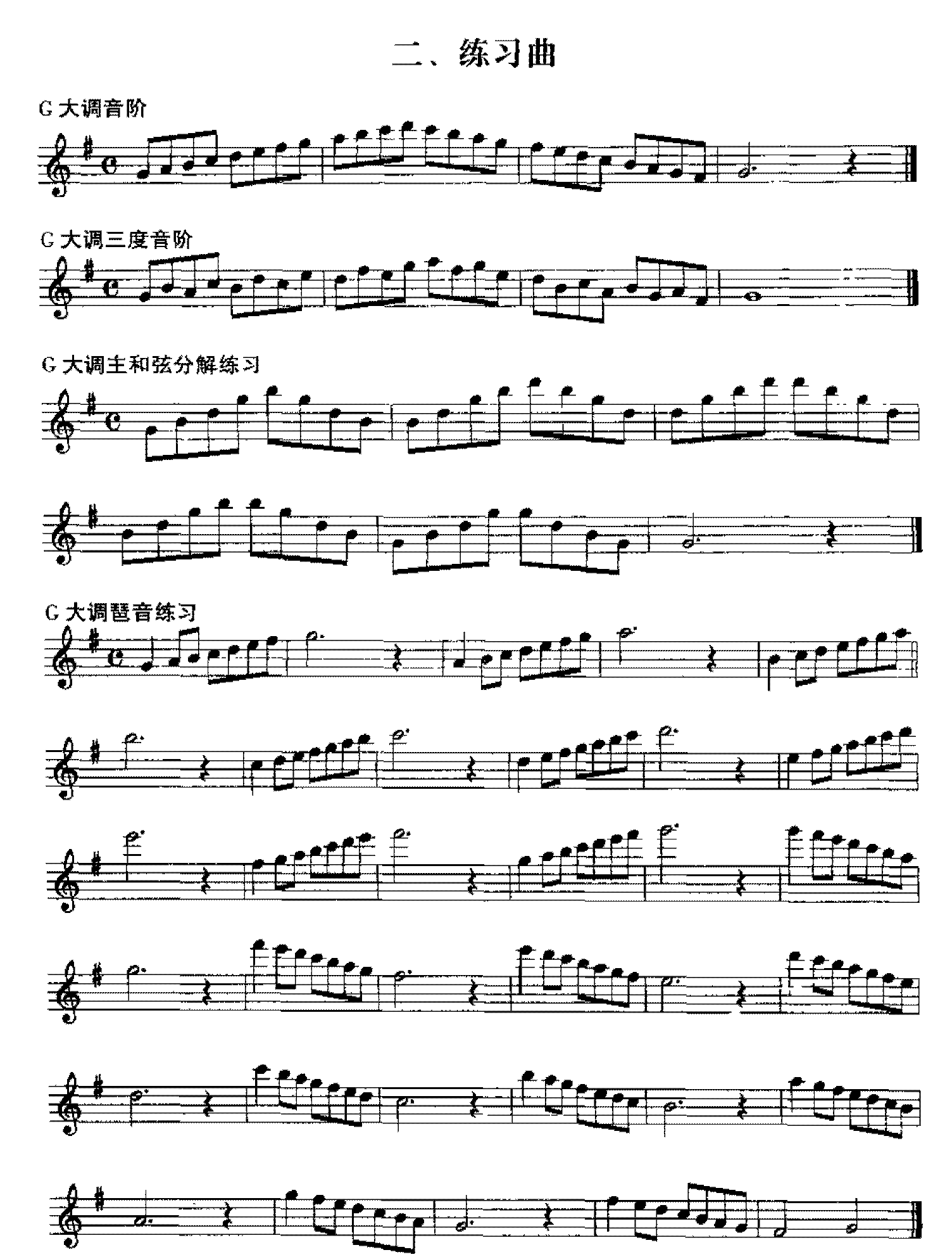 五线谱练习乐曲谱1