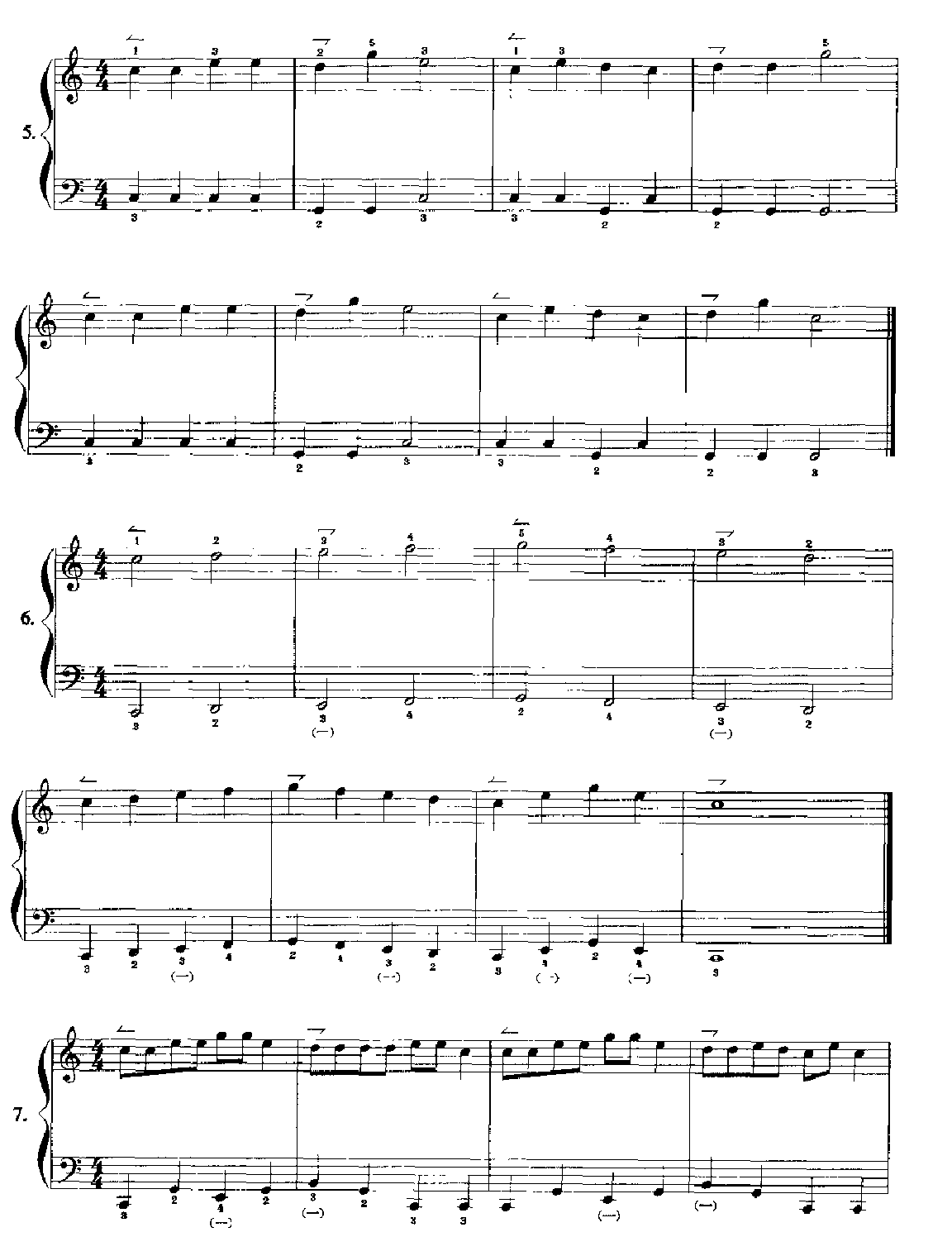 手风琴C大调音阶在键钮上的练习4