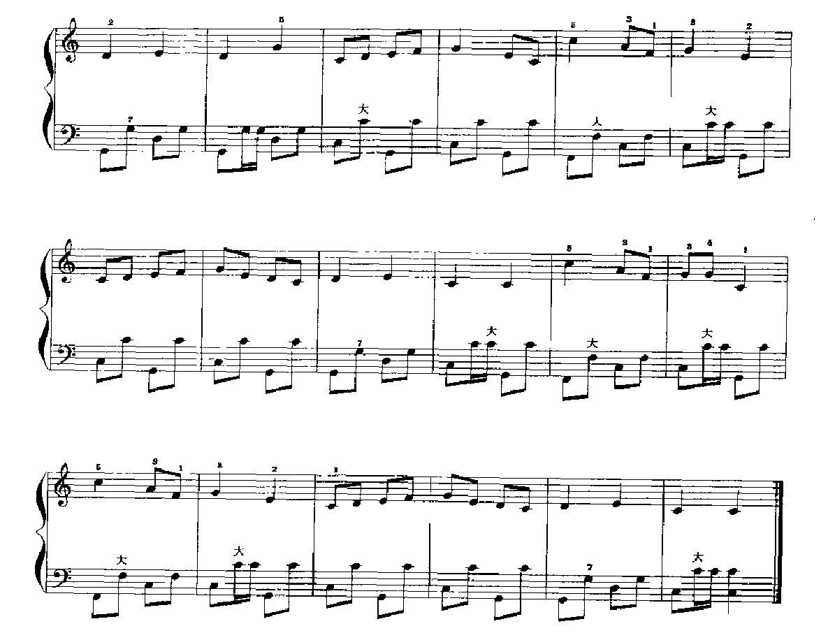手风琴C大调音阶在键钮上的练习9