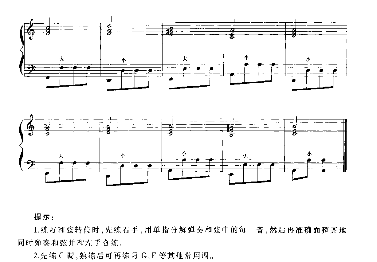怎样弹好手风琴即兴伴奏《大小调正、副三和弦的练习》