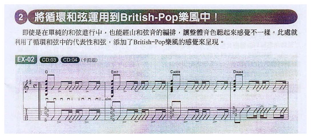 电吉他和弦教学《将循环和弦运用到British-Pop乐风中》