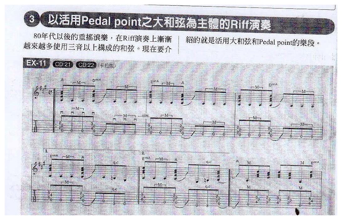 以活用Petal point之大和弦为主体的Riff演奏