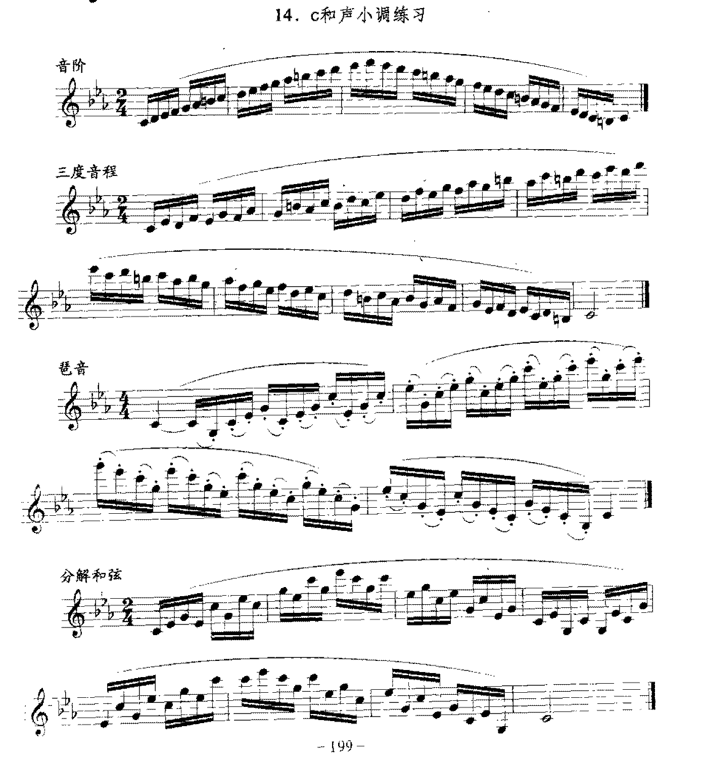 单簧管日常基础技术练习曲《c和声小调练习》