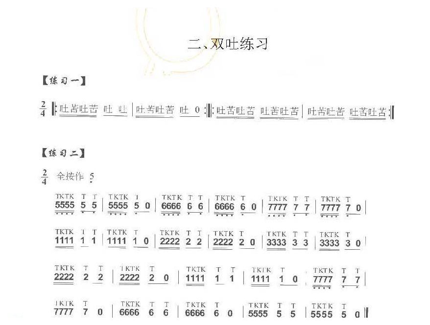 巴乌双吐练习曲及技巧