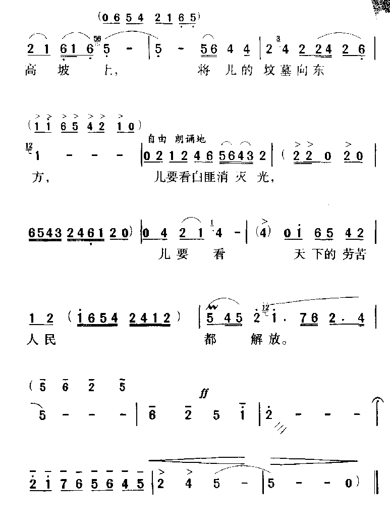 军歌乐谱【看天下劳苦人民都解放】