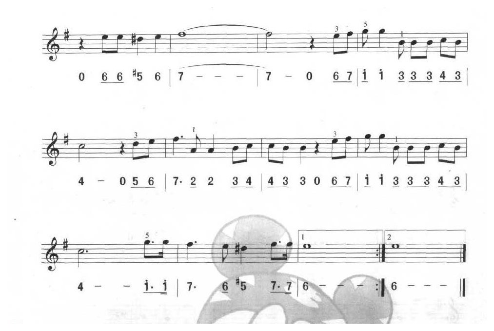 单声部口风琴乐曲【《命运》主题曲】一个升号调的练习