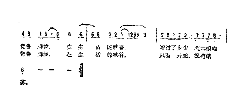 简谱《青春的脚步》陈小奇 词/解承强 曲