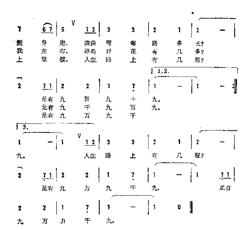 简谱《重阳九月九》郑南 词/徐东蔚 曲