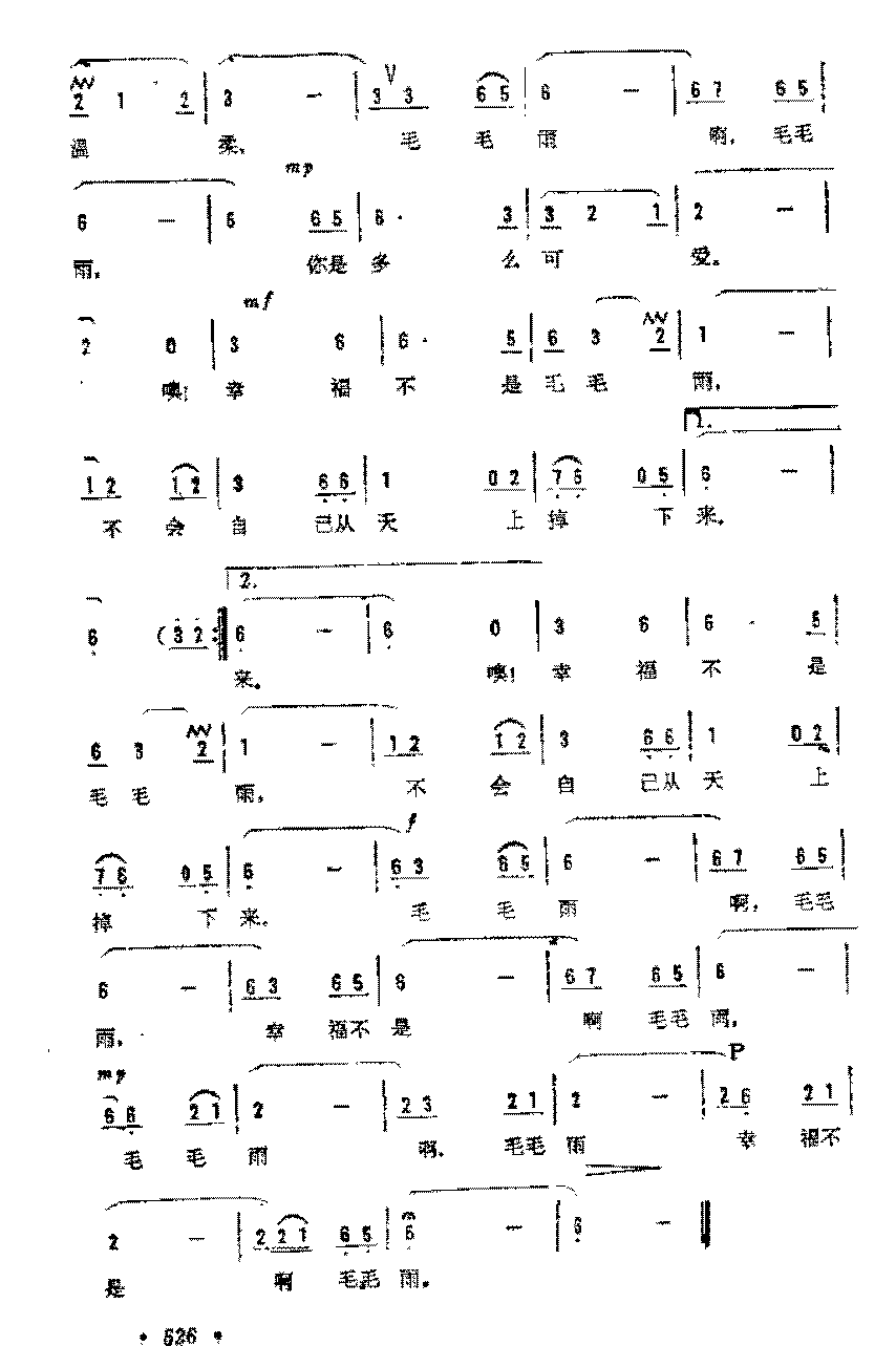 简谱《幸福不是毛毛雨》马金星 词/刘诗召 曲