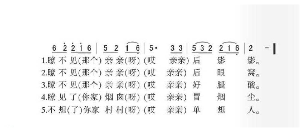 河曲民歌《不想你家村村单想人》简谱