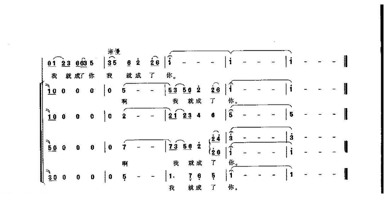 简谱《长大后，我就成了你》女声领唱、混声合唱