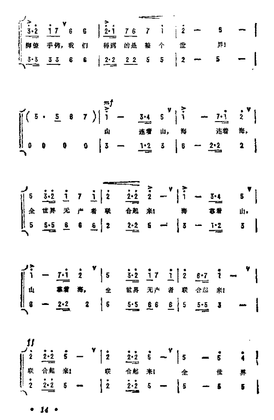 历史歌曲简谱《全世界无产者联合起来》