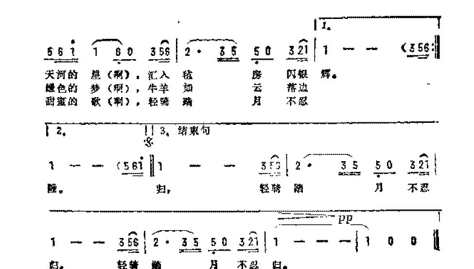 抒情歌曲简谱《草原夜色美》