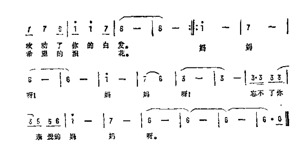 抒情歌曲简谱《忘不了你呀妈妈》