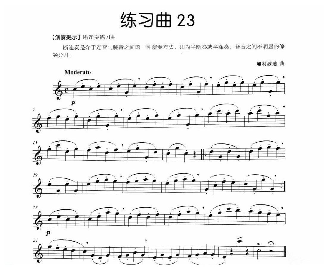 长笛独奏练习曲23《断连奏练习曲》附演奏提示