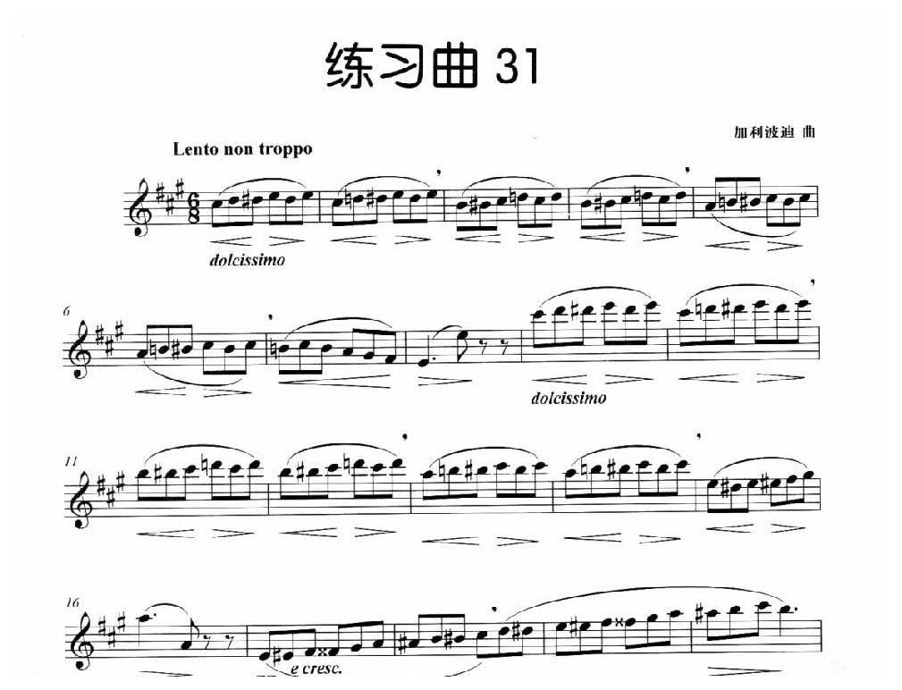 长笛独奏练习曲31《加利波迪 曲》
