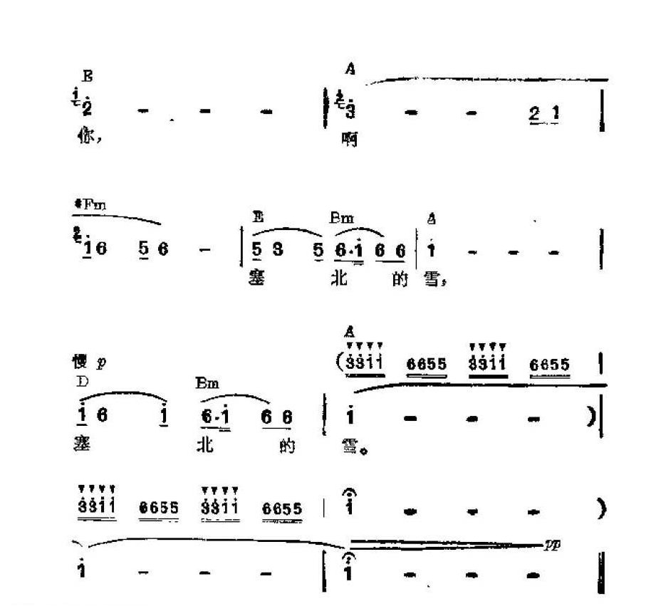 吉他伴奏谱《我爱你，塞北的雪》王德 词/刘锡津 曲