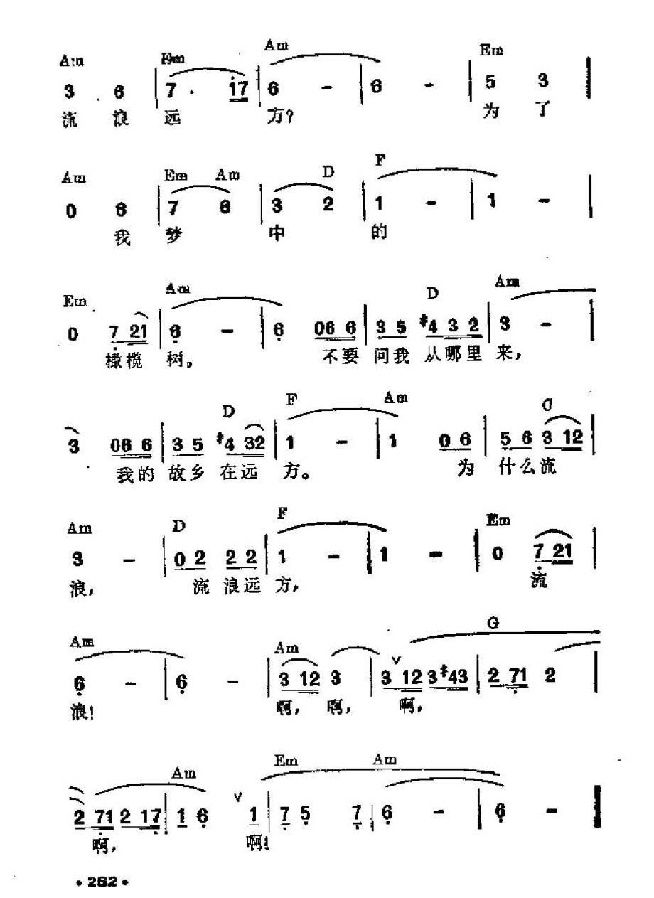 吉他伴奏谱《橄榄树》三毛 填词 李泰祥 曲