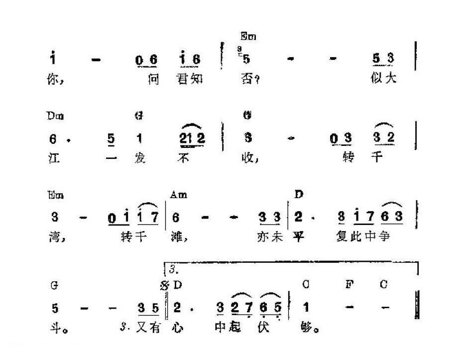 吉他伴奏谱《万里滔滔江水永不休》黄霑 词/ 顾嘉辉 曲