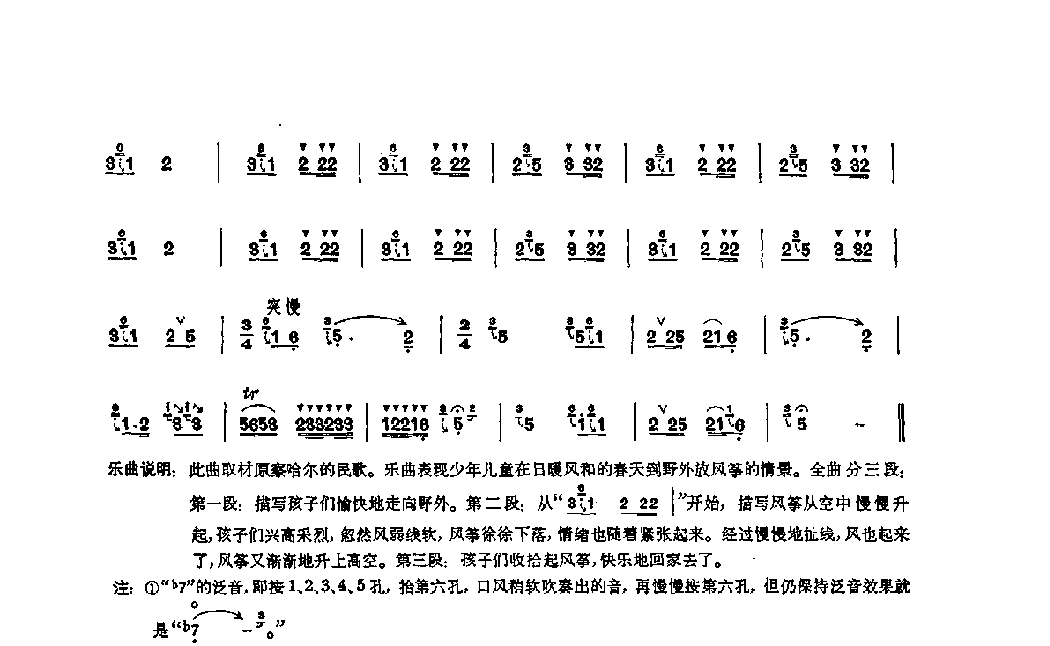 笛子独奏曲《放风筝》冯子存、方堃/编曲