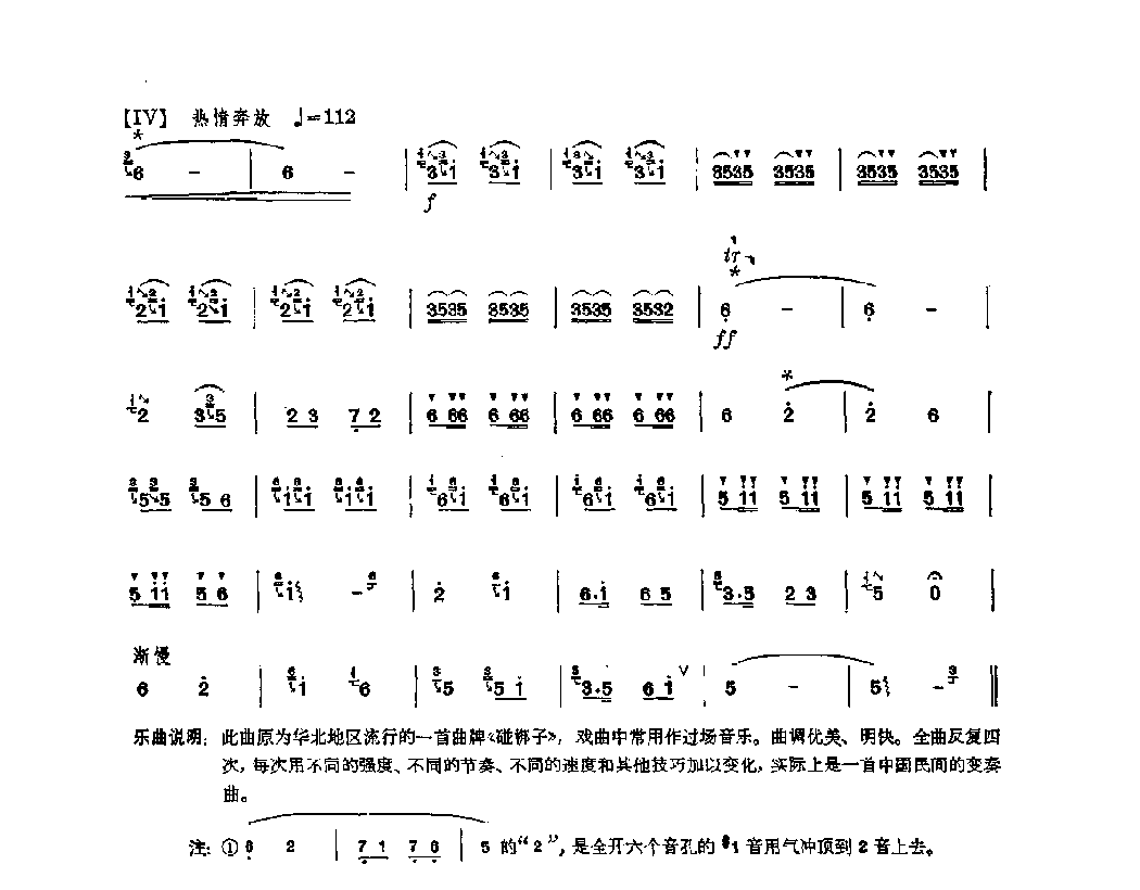 笛子独奏曲《五梆子》冯子存/编曲