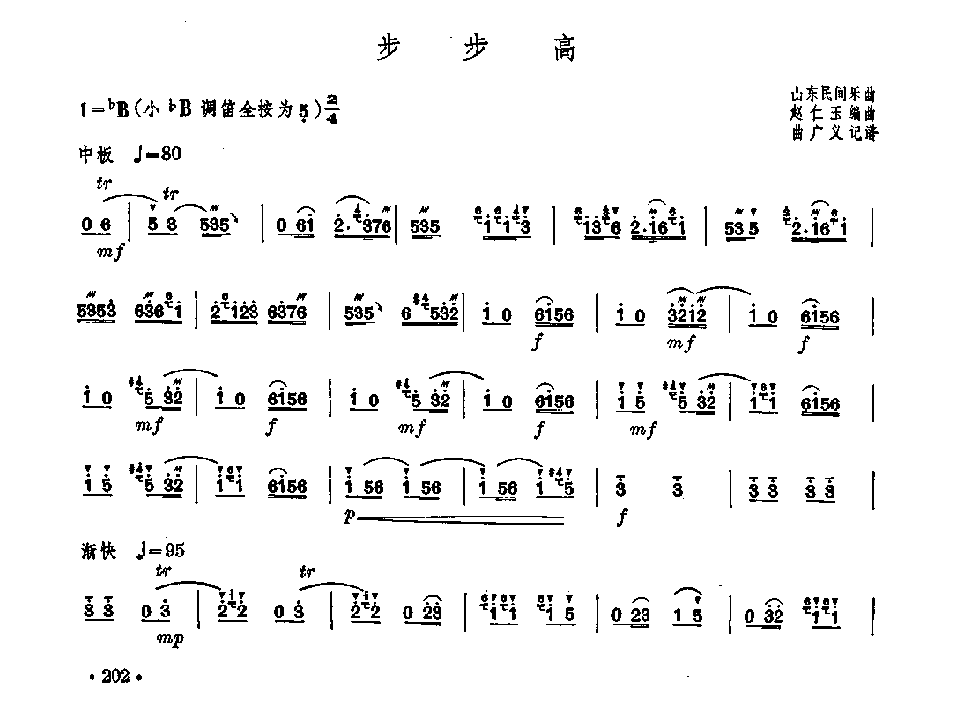 笛子独奏曲《步步高》山东民间乐曲