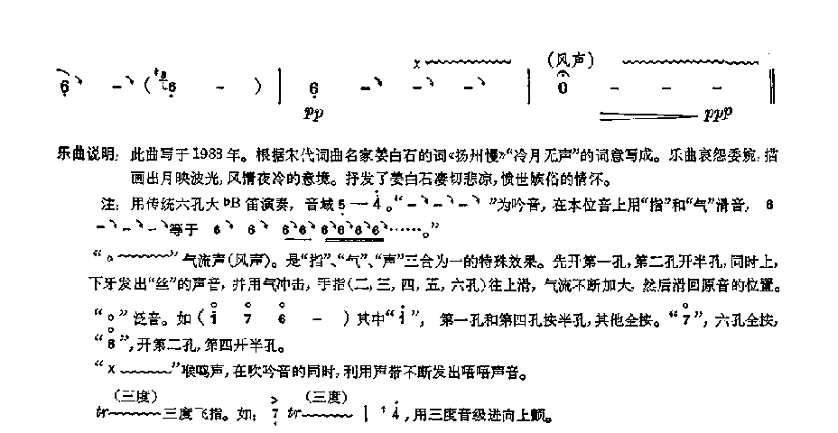 笛子独奏曲《冷月》涂伟耀、陈述刘/曲