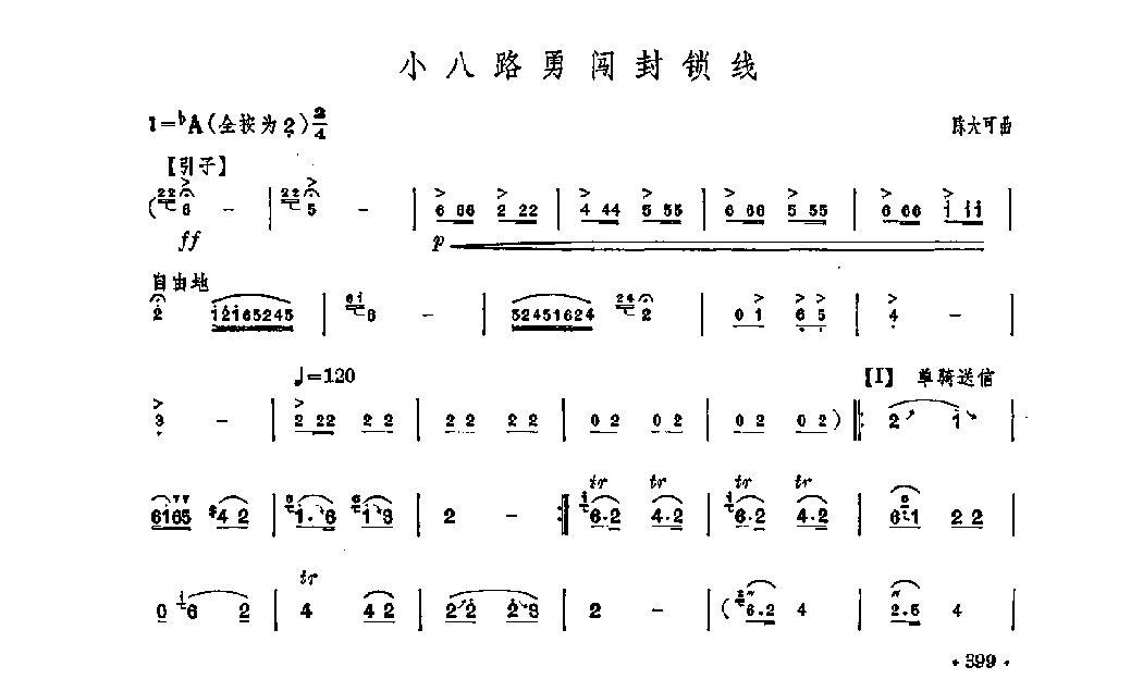 笛子独奏曲《小八路勇闯封销线》陈大可/曲