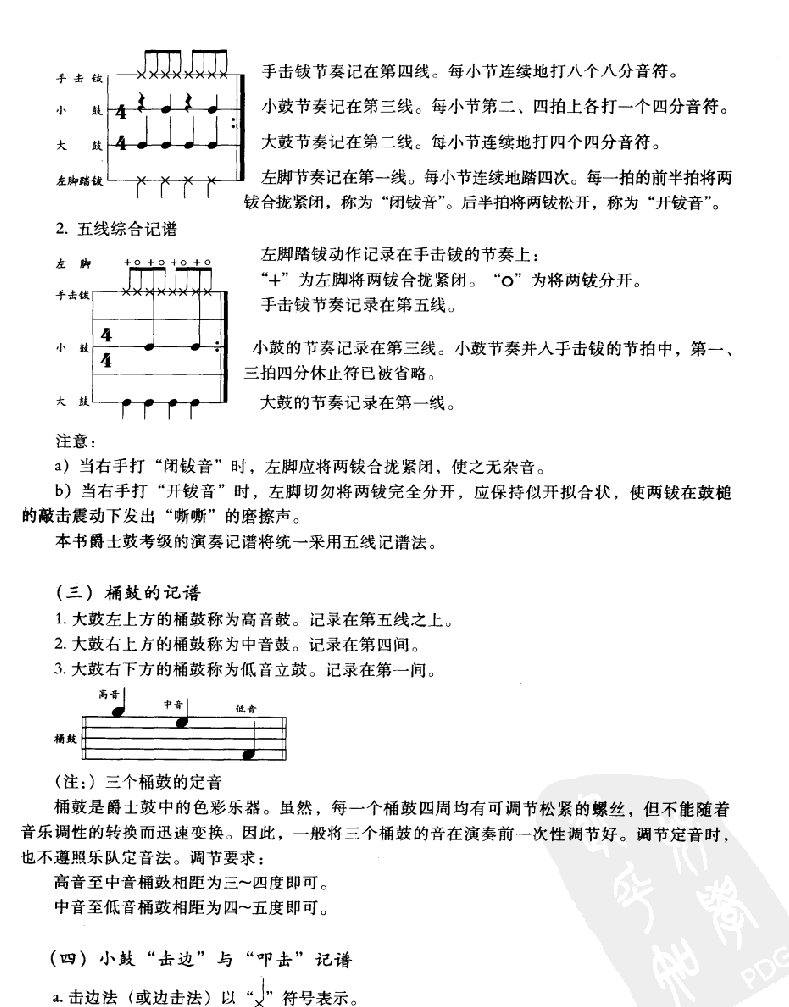 爵士鼓记谱方法