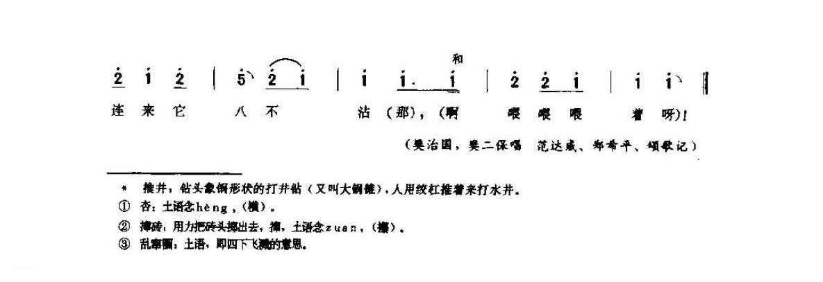 河南民间歌曲简谱/号子《推井号子十八扯》荥阳县