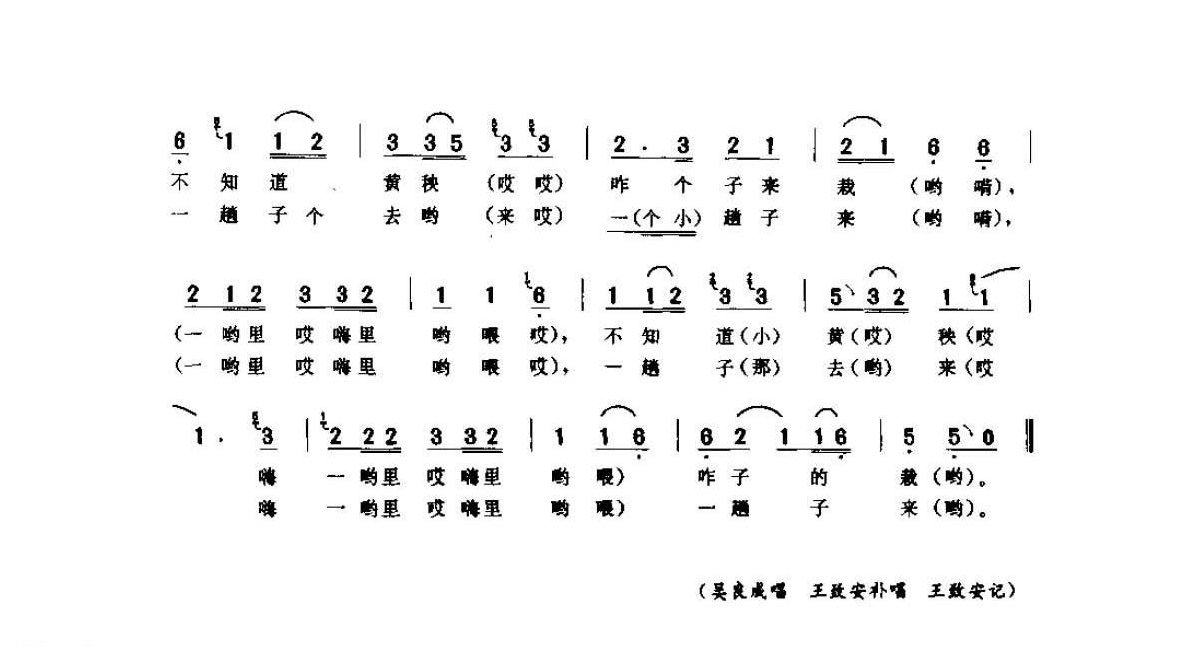 河南民间歌曲简谱/田歌《城里头大姐下乡来 栽秧调》固始县