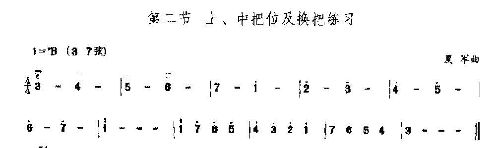 二胡bB调上、中把位及换把练习