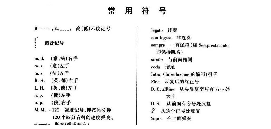 电子琴常用符号