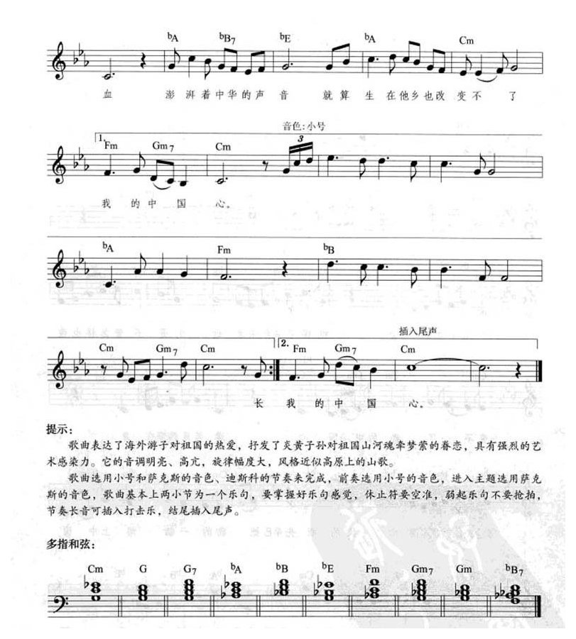 电子琴弹唱乐曲《我的中国心》