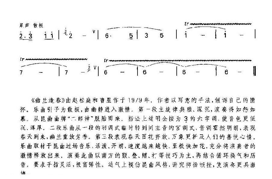 笛子独奏乐曲《幽兰逢春》赵松庭、曹星 曲