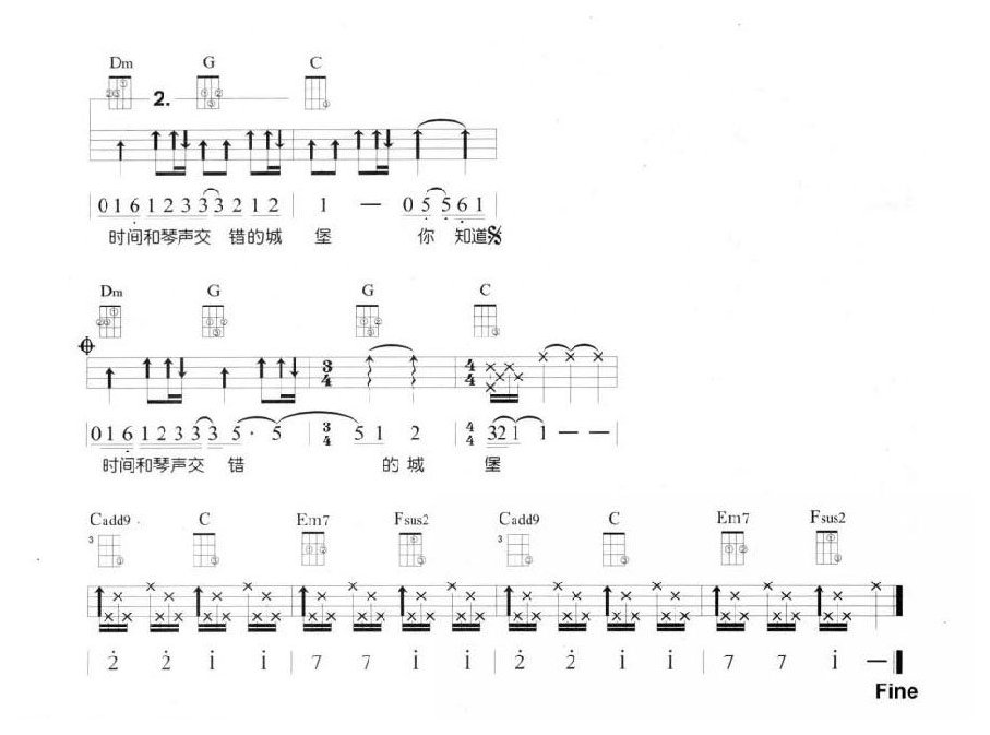 尤克里里练习乐曲《小情歌》