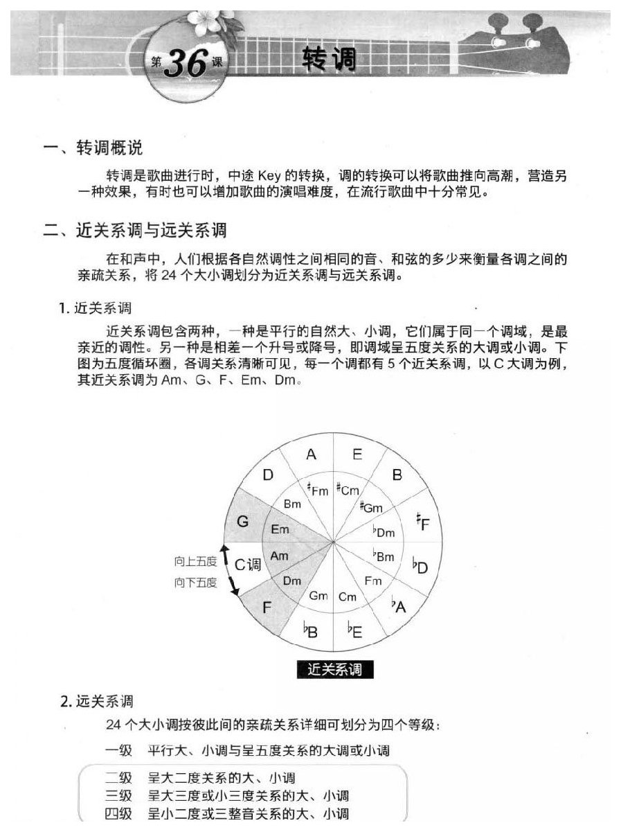 尤克里里转调 近关系调与远关系调