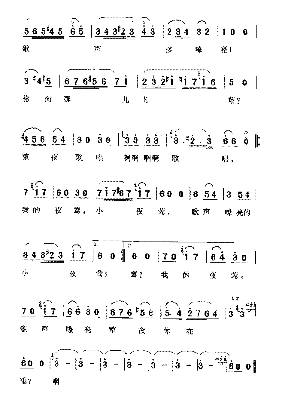 俄国歌曲《夜莺》简谱